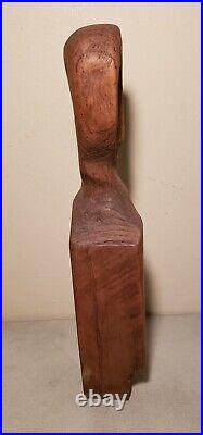 Vintage CUBISM Oak Sculpture Mid Century Modernism Expressionism 13.5