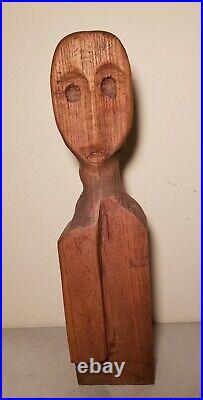 Vintage CUBISM Oak Sculpture Mid Century Modernism Expressionism 13.5