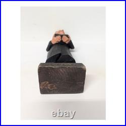 Vintage Carl Olof Trygg Carved Wood Figure The Deacon Mid-Century Folk Art