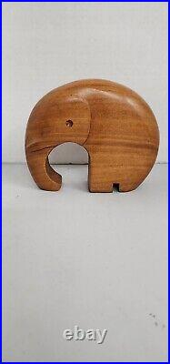 Vintage Carved African Hardwood Elephant Art Sculpture The Railwoods Collection