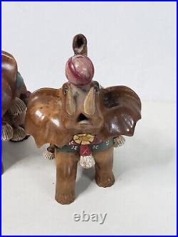 Vintage Carved Elephants Wood Sculpture Miguel M Ruelas