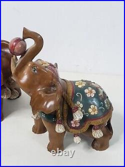 Vintage Carved Elephants Wood Sculpture Miguel M Ruelas