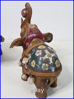 Vintage Carved Elephants Wood Sculpture Miguel M Ruelas