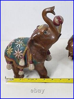 Vintage Carved Elephants Wood Sculpture Miguel M Ruelas