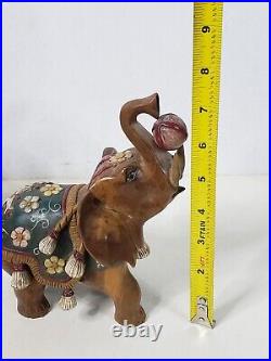 Vintage Carved Elephants Wood Sculpture Miguel M Ruelas