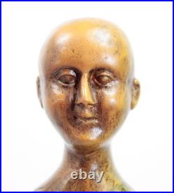 Vintage Carved Wood Articulated Artist Model Mannequin On Stand RARE