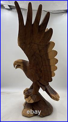 Vintage Carved Wood Eagle American Eagle Sculpture Large 24 Tall Detailed