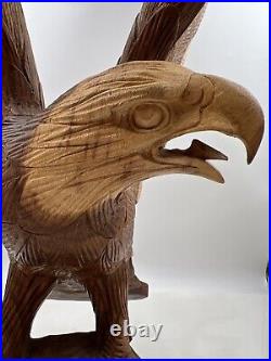 Vintage Carved Wood Eagle American Eagle Sculpture Large 24 Tall Detailed