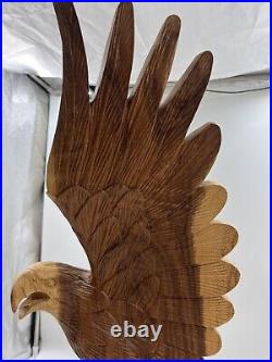 Vintage Carved Wood Eagle American Eagle Sculpture Large 24 Tall Detailed