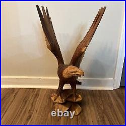 Vintage Carved Wood Eagle American Eagle Sculpture Large 24 Tall Detailed