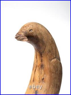 Vintage Carved Wood Folk Art Bird Sculpture, 18