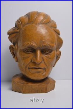 Vintage Carved Wood Head Sculpture Character Expression Bach Mozart Classical