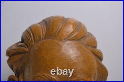 Vintage Carved Wood Head Sculpture Character Expression Bach Mozart Classical