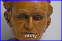 Vintage Carved Wood Head Sculpture Character Expression Bach Mozart Classical