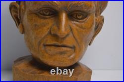 Vintage Carved Wood Head Sculpture Character Expression Bach Mozart Classical