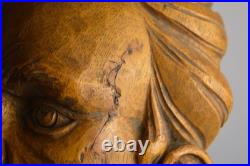 Vintage Carved Wood Head Sculpture Character Expression Bach Mozart Classical