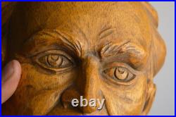 Vintage Carved Wood Head Sculpture Character Expression Bach Mozart Classical