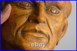 Vintage Carved Wood Head Sculpture Character Expression Bach Mozart Classical