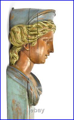 Vintage Carved Wood Sculpture Bust of Woman Venus Aphrodite of Capua