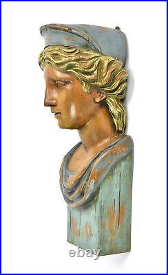 Vintage Carved Wood Sculpture Bust of Woman Venus Aphrodite of Capua
