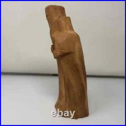 Vintage Carved Wood Sculpture Monk Signed Mike Salazar Folk-Art New Mexico