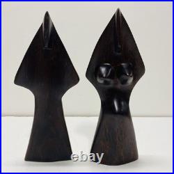 Vintage Carved Wood Sculptures. 10.5in Tall Handcrafted Figural Statues