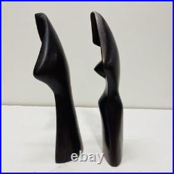 Vintage Carved Wood Sculptures. 10.5in Tall Handcrafted Figural Statues