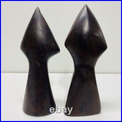 Vintage Carved Wood Sculptures. 10.5in Tall Handcrafted Figural Statues