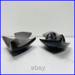 Vintage Carved Wood Sculptures. 10.5in Tall Handcrafted Figural Statues