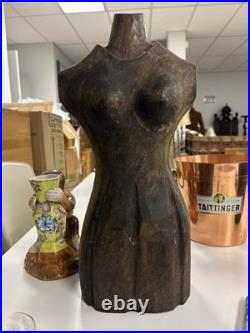 Vintage Carved Wood Torso Mcm 18 Tall