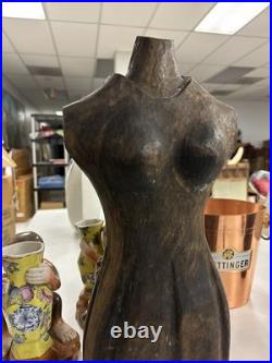 Vintage Carved Wood Torso Mcm 18 Tall