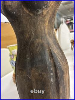 Vintage Carved Wood Torso Mcm 18 Tall