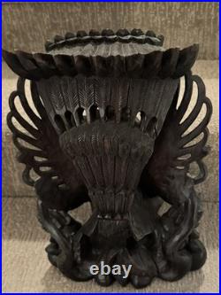 Vintage Carved Wood Vishnu Riding Garuda Hindu Sculpture Balinese