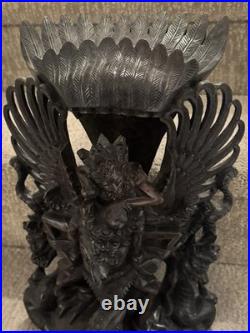 Vintage Carved Wood Vishnu Riding Garuda Hindu Sculpture Balinese