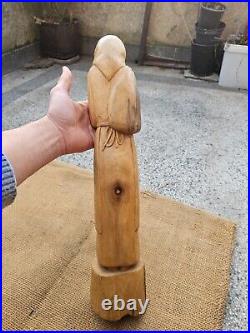 Vintage Carved Wood Wooden Statue Woman Girl Solid Wood Wood Carving Sculpture