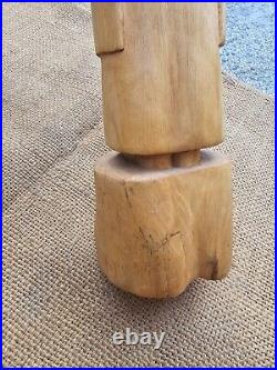 Vintage Carved Wood Wooden Statue Woman Girl Solid Wood Wood Carving Sculpture