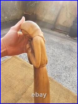 Vintage Carved Wood Wooden Statue Woman Girl Solid Wood Wood Carving Sculpture