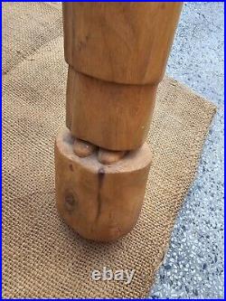 Vintage Carved Wood Wooden Statue Woman Girl Solid Wood Wood Carving Sculpture