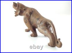 Vintage Carved Wooden Chinese Oriental Tiger Statue Figure Q632