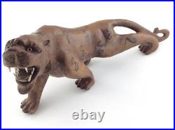 Vintage Carved Wooden Chinese Oriental Tiger Statue Figure Q632