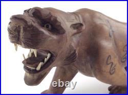 Vintage Carved Wooden Chinese Oriental Tiger Statue Figure Q632