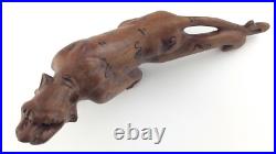 Vintage Carved Wooden Chinese Oriental Tiger Statue Figure Q632