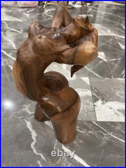 Vintage Carved Wooden Sculpture Lady Leaning Back Free