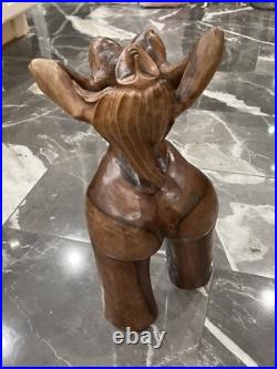 Vintage Carved Wooden Sculpture Lady Leaning Back Free