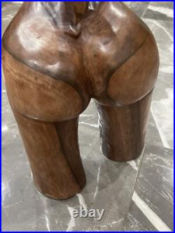 Vintage Carved Wooden Sculpture Lady Leaning Back Free