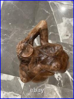 Vintage Carved Wooden Sculpture Lady Leaning Back Free