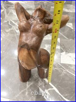 Vintage Carved Wooden Sculpture Lady Leaning Back Free