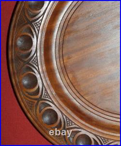 Vintage Carving Wood Wall Hanging Treen Plate