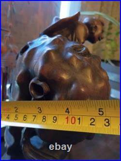 Vintage Chinese Art Carved Wooden Sculpture Boy Riding Water Buffalo Signed