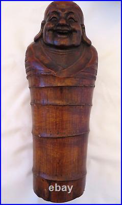 Vintage Chinese Bamboo Root Wood Carved Buddha 15 Collectible Decor